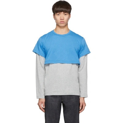 Comme Des Garçons Shirt Comme Des Garcons Shirt Blue And Grey 2-tone Long Sleeve T-shirt In 1 Blugrey