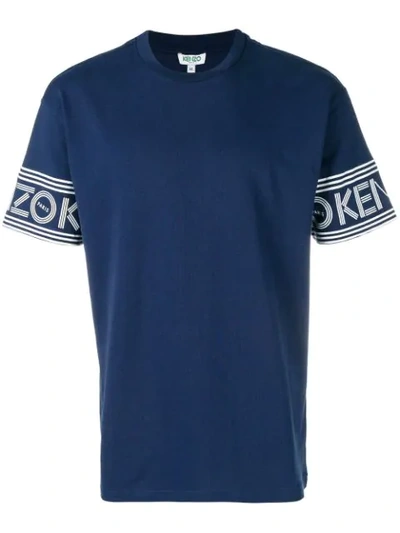 Kenzo Logo Sleeved T-shirt In 78 Blue