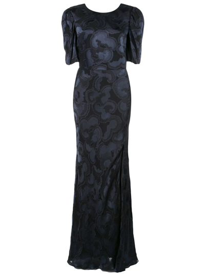 Saloni Annie Floral-jacquard Silk-blend Dress In Black