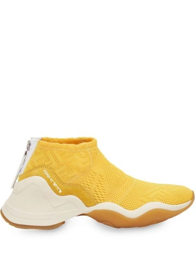 Fendi Jacquard Neoprene Sneakers In Yellow White