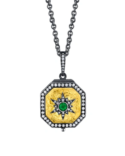 Arman Sarkisyan Emerald Starburst Locket Necklace In Multi