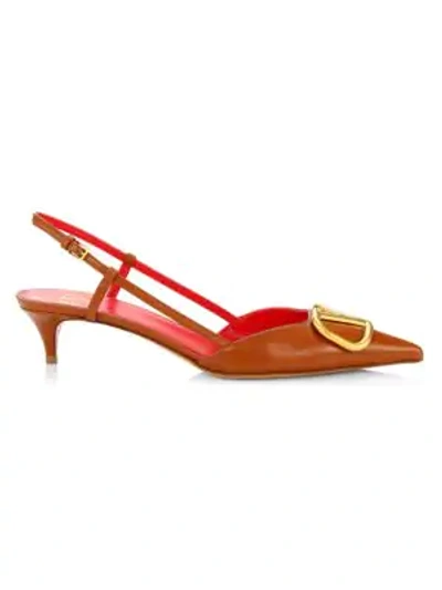 Valentino Garavani Vlogo Leather Slingback Pumps In Selleria