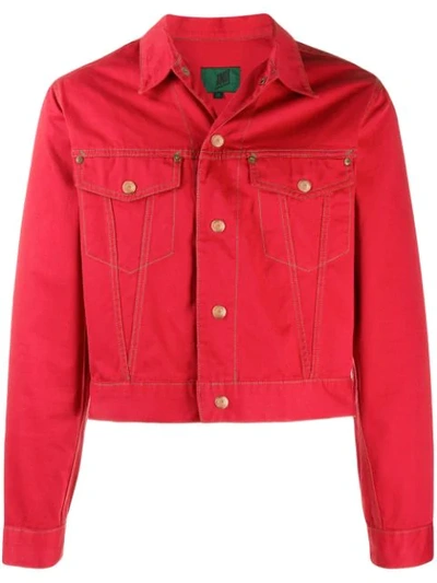 Pre-owned Jean Paul Gaultier 1988 Cropped Denim Jacket In Red