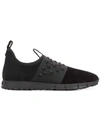 Jimmy Choo Oakland/m Black Suede And Mesh Sock-like Trainers With Black Elastic And Black Matte Enamel Stars De