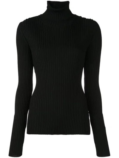 Proenza Schouler Lightweight Ribbed Turtleneck Sweater In Black