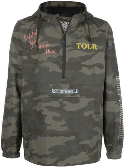 Travis Scott Astroworld Camouflage Pattern Hooded Jacket In Green