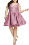 Mac Duggal Sleeveless Sparkle Metallic Fit & Flare Dress In Raspberry
