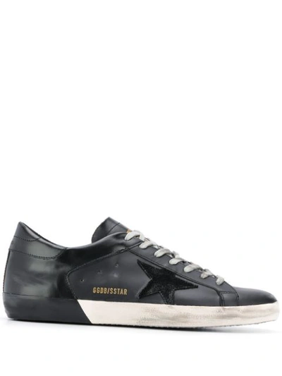 Golden Goose Superstar Distressed Leather Trainers In Black