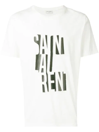Saint Laurent Deconstructed Logo Print T-shirt In White