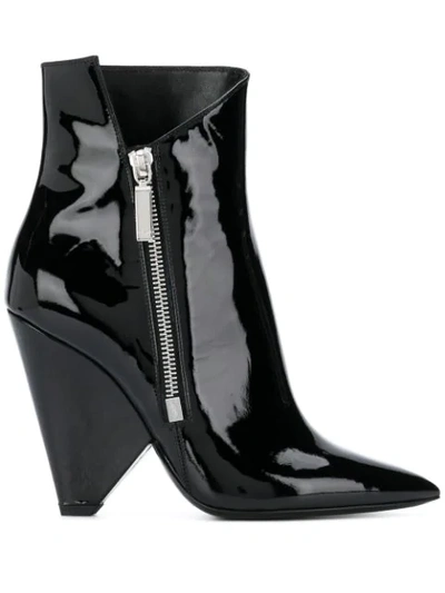 Saint Laurent Niki Wedge Booties In Black