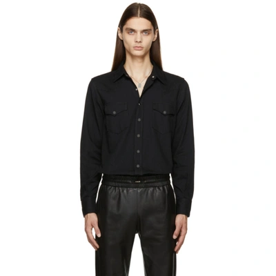 Saint Laurent Black Denim Western Shirt ModeSens