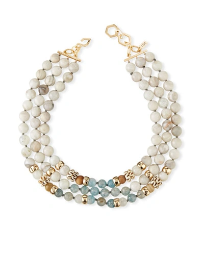 Akola Bone & Horn Multi-row Necklace In Blue