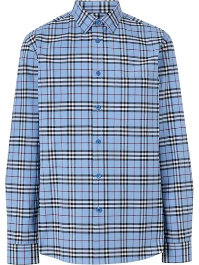 Burberry Men's Simpson Check Long-sleeve Sport Shirt In Opal Blue