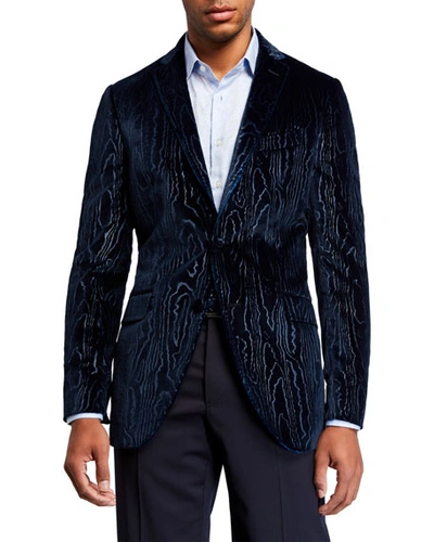 Etro Men's Velvet Bark Two-button Jacket In Light Blue