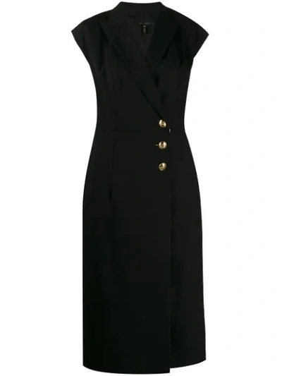 Escada Dhana Cap-sleeve Kick Slit Dress In Black