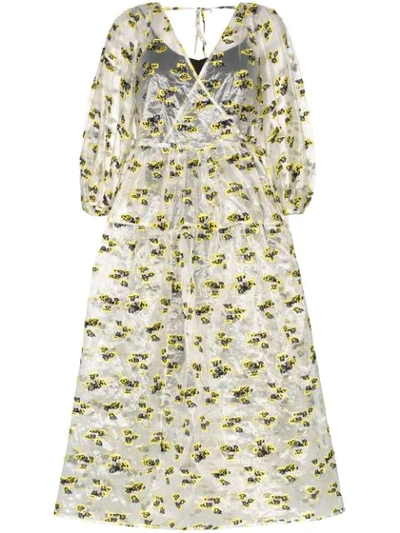 【Cecilie Bahnsen】REGITZE DRESS Cecilie Bahnsen Regitze Floral-embroidered Silk Midi Wrap