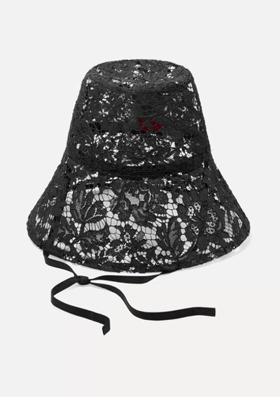 Valentino Garavani Floral-lace Bucket Hat In Black