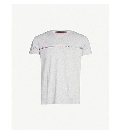 Tommy Hilfiger Logo-print Cotton-jersey T-shirt In Grey