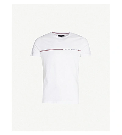 Tommy Hilfiger Logo-print Cotton-jersey T-shirt In White