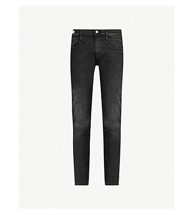 Replay Anbass Hyperflex Clouds Slim Stretch-denim Jeans In Black