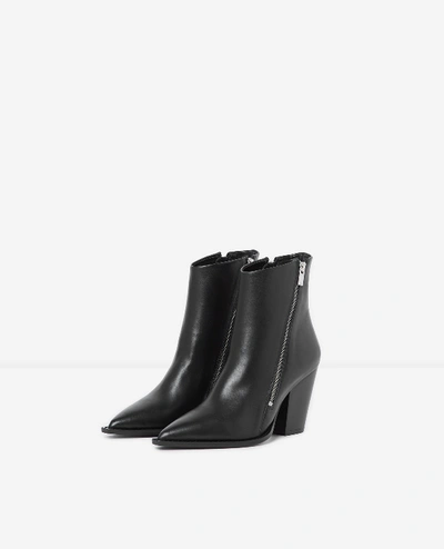 The Kooples Black Heeled Ankle Boots With Pointed Toes