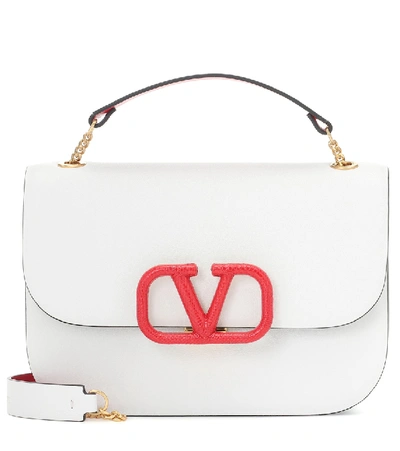 Valentino Garavani Small Vlock Chain Calfskin Shoulder Bag In White
