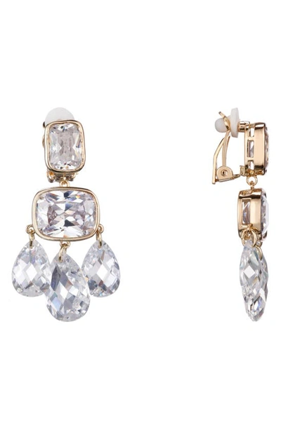 Nina Briolette Chandelier Earrings In Gold/ White