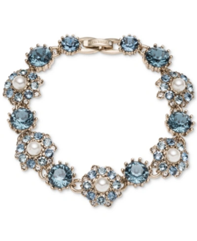 Marchesa Gold-tone Crystal & Imitation Pearl Cluster Flex Bracelet