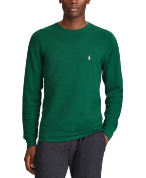 Polo Ralph Lauren Men's Waffle-knit Thermal Pajama Shirt In Holiday Green |  ModeSens