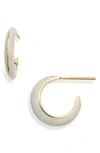 Argento Vivo Montauk Enamel Huggie Crescent Earrings In Gold/ White