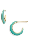 Argento Vivo Montauk Enamel Huggie Crescent Earrings In Gold/ Turquoise