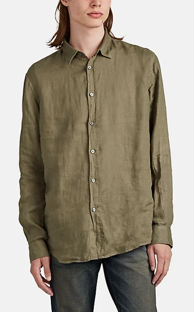 John Varvatos Army Linen Classic Fit Shirt In Lichen Green