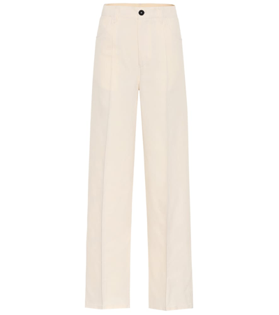 Jil Sander High-rise Cotton And Silk Pants In White