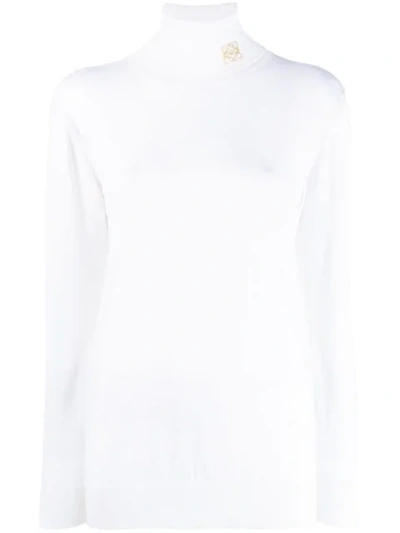 Loewe Anagram-embroidered Roll-neck Cashmere Sweater In White