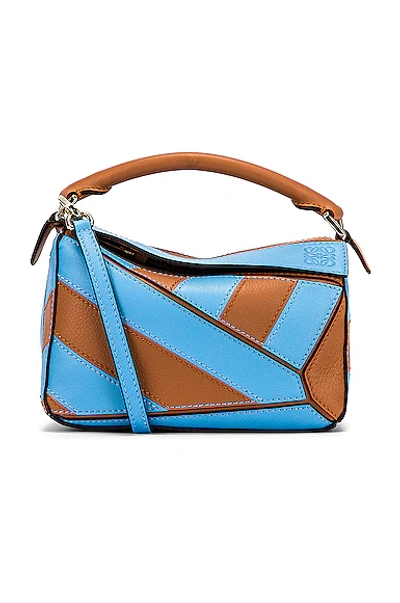 Loewe Puzzle Mini Striped Leather Cross-body Bag In Multi