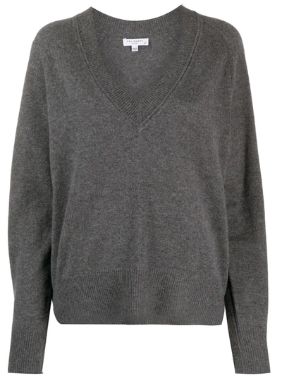 Equipment Madalene Cashmere V Neck Sweater In Heather Grey