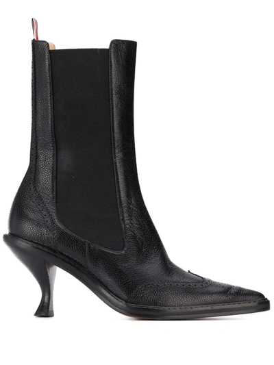 Thom Browne Brogue Wingtip Chelsea Boots In Black