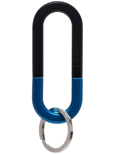 Prada Zweifarbiger Schlüsselanhänger In Blue