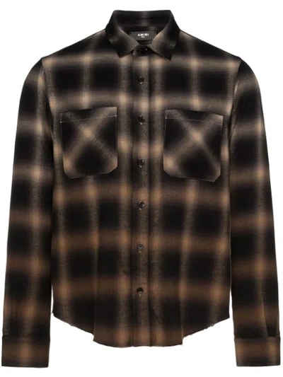 Amiri Gradient Plaid Shirt In Green