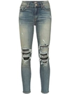Amiri Mid-rise Ripped Skinny Jeans In Blue