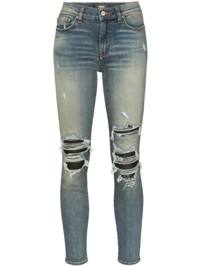 Amiri Mid-rise Ripped Skinny Jeans In Blue