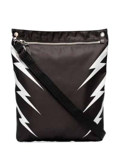 Neil Barrett Tiger Bolt Zip Bag In Black