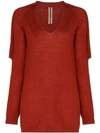 Rick Owens Knitted Distressed Jumper In Red
