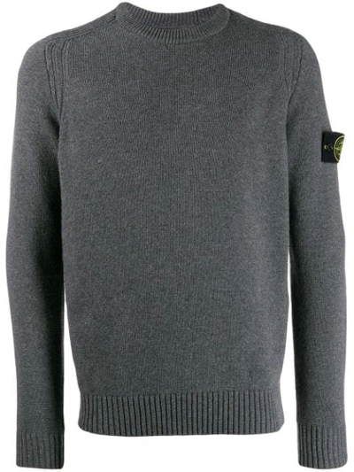 Stone Island Ribbed Sweater In Grey