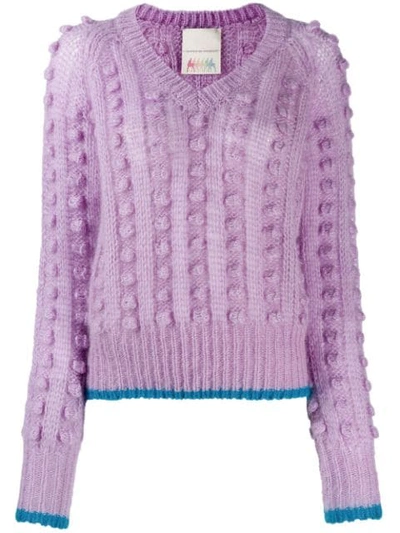 Marco De Vincenzo Chunky Bobble Knit Jumper In Purple