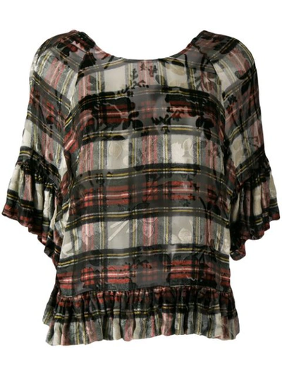 Preen By Thornton Bregazzi Vivienne Tartan Blouse In Black