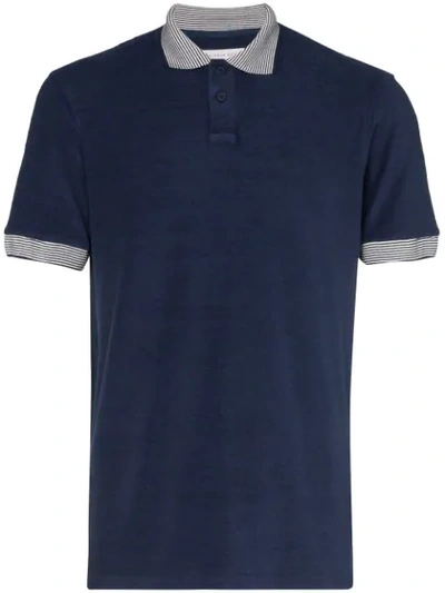 Orlebar Brown Jarrett Striped-collar Polo Shirt In Blue