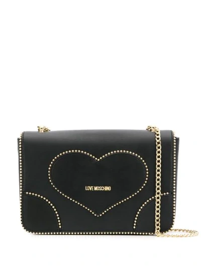 Love Moschino Studded Heart Cross Body Bag In 000 Nero