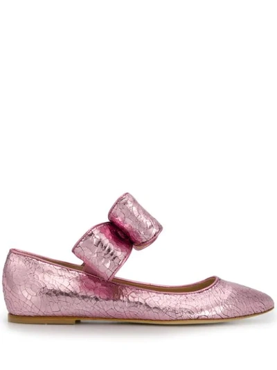 Polly Plume Bow Ballerina Shoes In Pink