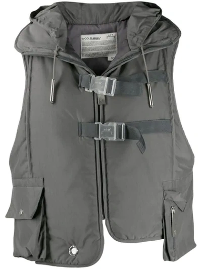 A-cold-wall* Cropped Hooded Gilet In Grey